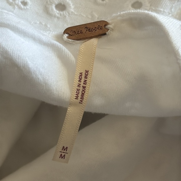 Free People Apricot Rose White Eyelet Mini Dress Open Back Size Medium - Picture 7 of 8